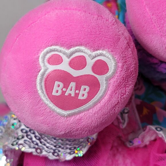 BAB 15" Build A Bear Cotton Candy Swirl Llama in Sequin Tutu w/ Leash - Picture 4 of 6